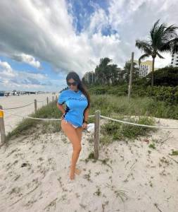 Claudia Romanis Thong Bikini and Manchester City Pride on Miami Sands-v7r0obkapu.jpg