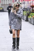 Ashley Roberts denim mini dress at Heart radio - Oct 16 u7s6p001jm